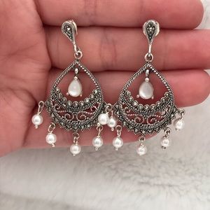 Marcasite pearl earrings